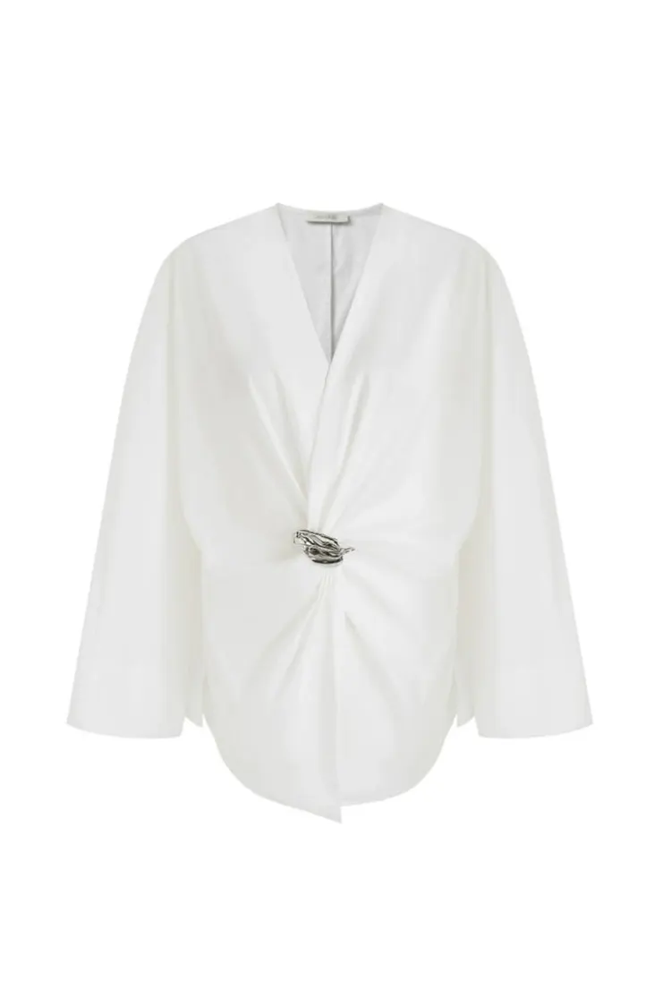 بلوزة نسائية بإبزيم معدني للحفلات