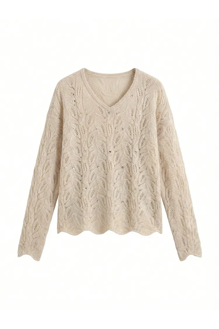 سترة كشمير نحيفة برقبة على شكل حرف V للسيدات